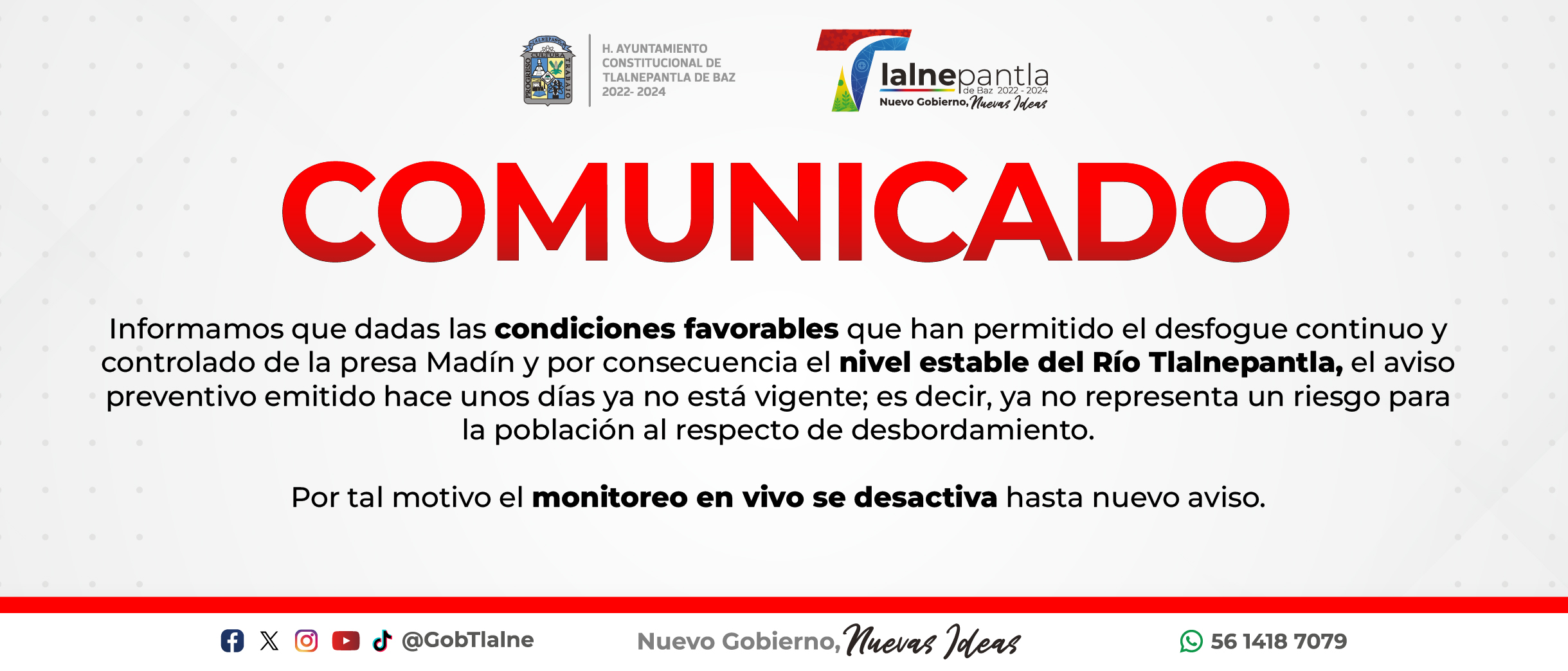 Comunicado sobre alertamiento